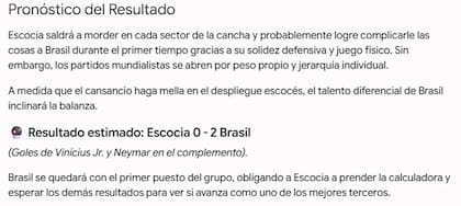 Para la IA de Google, el ganador del partido será Brasil