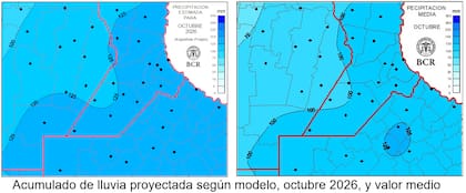 Para octubre, la BCR proyecta lluvias casi un 30% superiores al promedio en la región núcleo