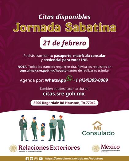 Para realizar los trámites, es necesario agendar una cita con anterioridad (X/@ConsulMexHou)