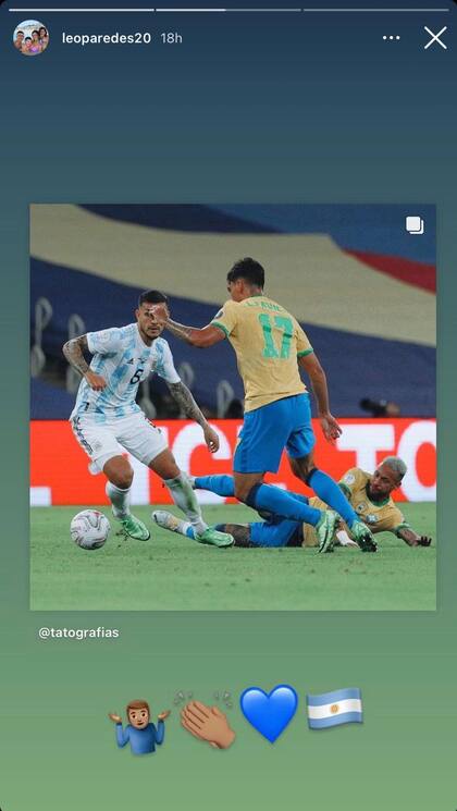 Paredes también les contestó a los brasileños con esta story