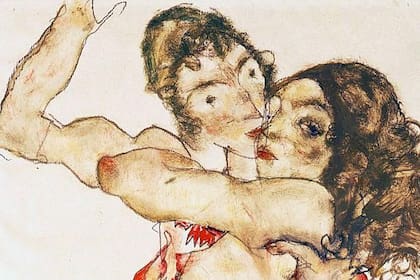 “Pareja abrazándose”, de Egon Schiele