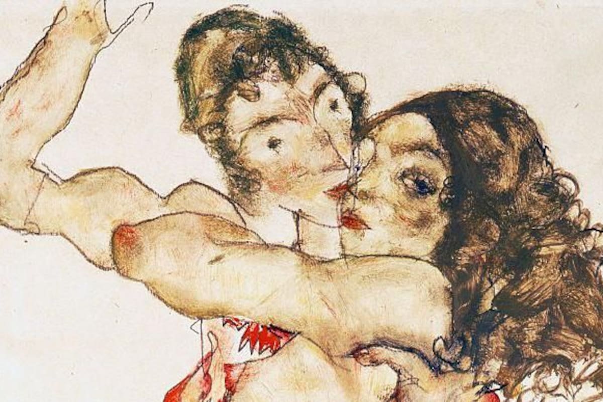 “Pareja abrazándose”, de Egon Schiele