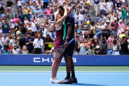 Pareja de tenistas: Elina Svitolina y Gael Monfils, durante el último US Open
