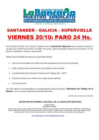 paro bancos