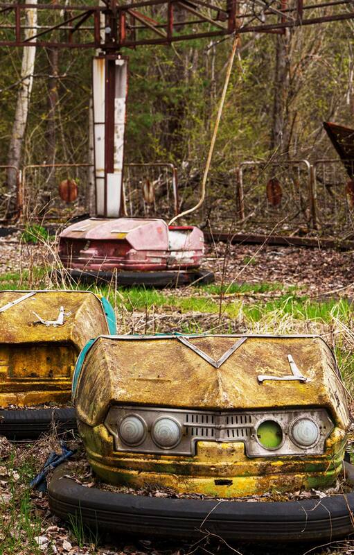 Parque de diversiones abandonado en Pripyat, una ciudad que quedó desierta tras el desastre nuclear
