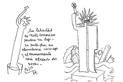 "La libertad de Norteamérica perderá su luz, su antorcha no alumbrará como ayer y el monumento será atacado dos veces", escribió el pintor en 1939