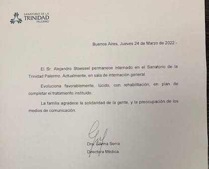 Parte de Alejandro Stoessel