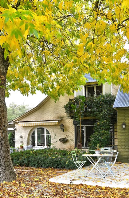 Parte de la belleza de la casa está en la apreciación de lo naturalmente bello: hojas caídas, muebles rústicos y un parque de cuatro hectáreas lleno de rincones.