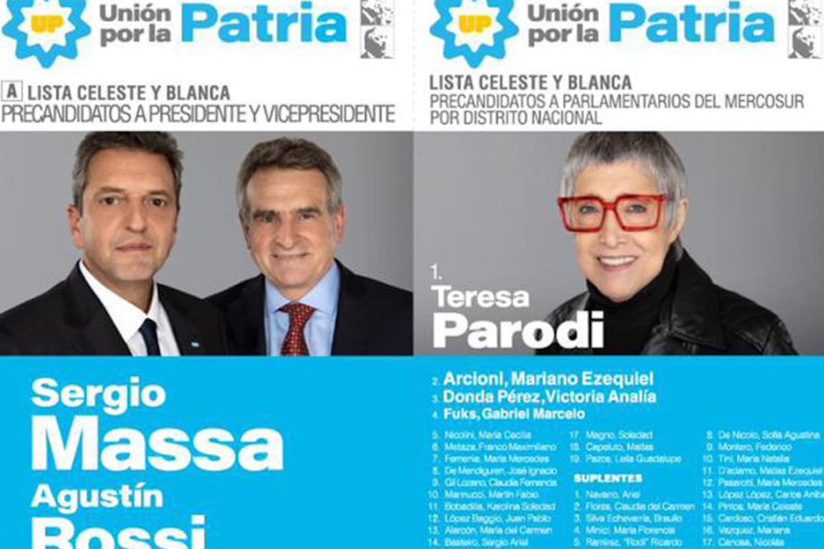 Parte de la boleta de Unión por la Patria