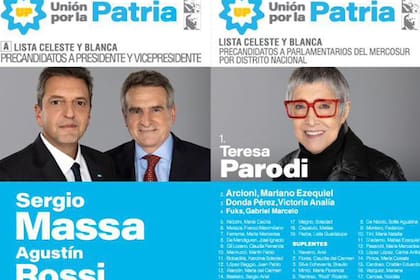 Parte de la boleta de Unión por la Patria