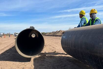 Parte de la construcción del gasoducto Néstor Kirchner, en La Pampa