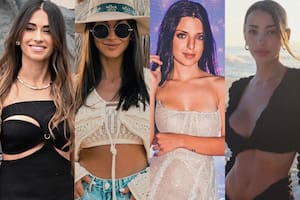 Parte de "La Scalot" 2024: Antonela Roccuzzo (esposa de Lionel Messi); Karina Nacucchio (novia de Gonzalo Montiel); Maite Scalisi (pareja de Valentín Carboni) y Bárbara Occhiuzzi (pareja de Nahuel Molina)
