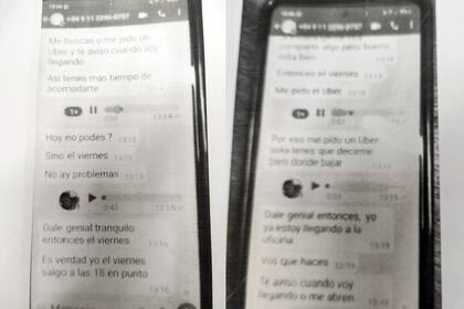 Parte de las mensajes de Whatsapp entre la víctima y la sospechosa