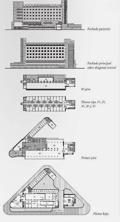 Parte de los planos del hotel Alfar