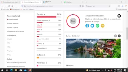 Parte de los resultados del estudio de ADN que da cuenta de la ancestralidad