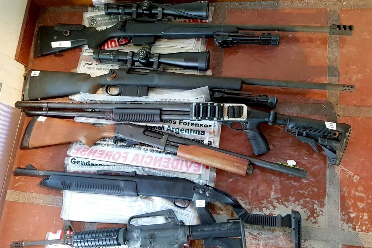 Parte del arsenal de Mauricio Yebra, mano derecha del sindicalista Balcedo