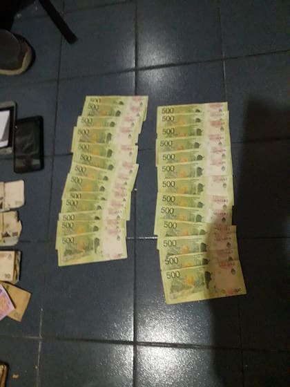 Parte del dinero incautado en los allanamientos