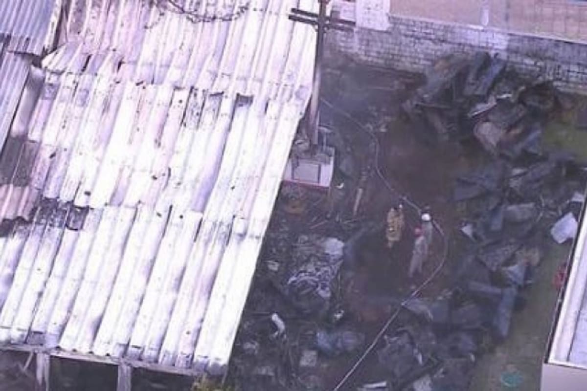Parte del lugar incendiado en el centro de entrenamiento de Flamengo, en Río de Janeiro