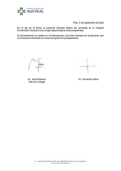 Parte médico del Hospital Austral