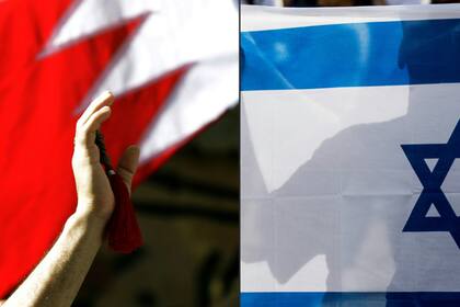 Partes de las banderas de Bahrein e Israel