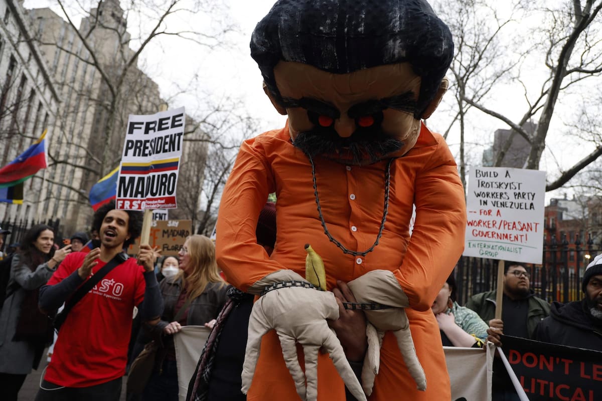 Partidarios de Maduro protestan frente al Tribunal Federal Daniel Patrick Moynihan en la ciudad de Nueva York, el 26 de marzo de 2026