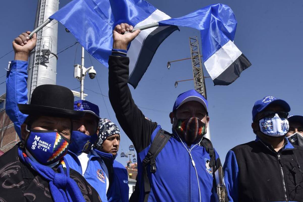 Partidarios del Movimiento Al Socialismo (MAS), liderado por el expresidente boliviano Evo Morales