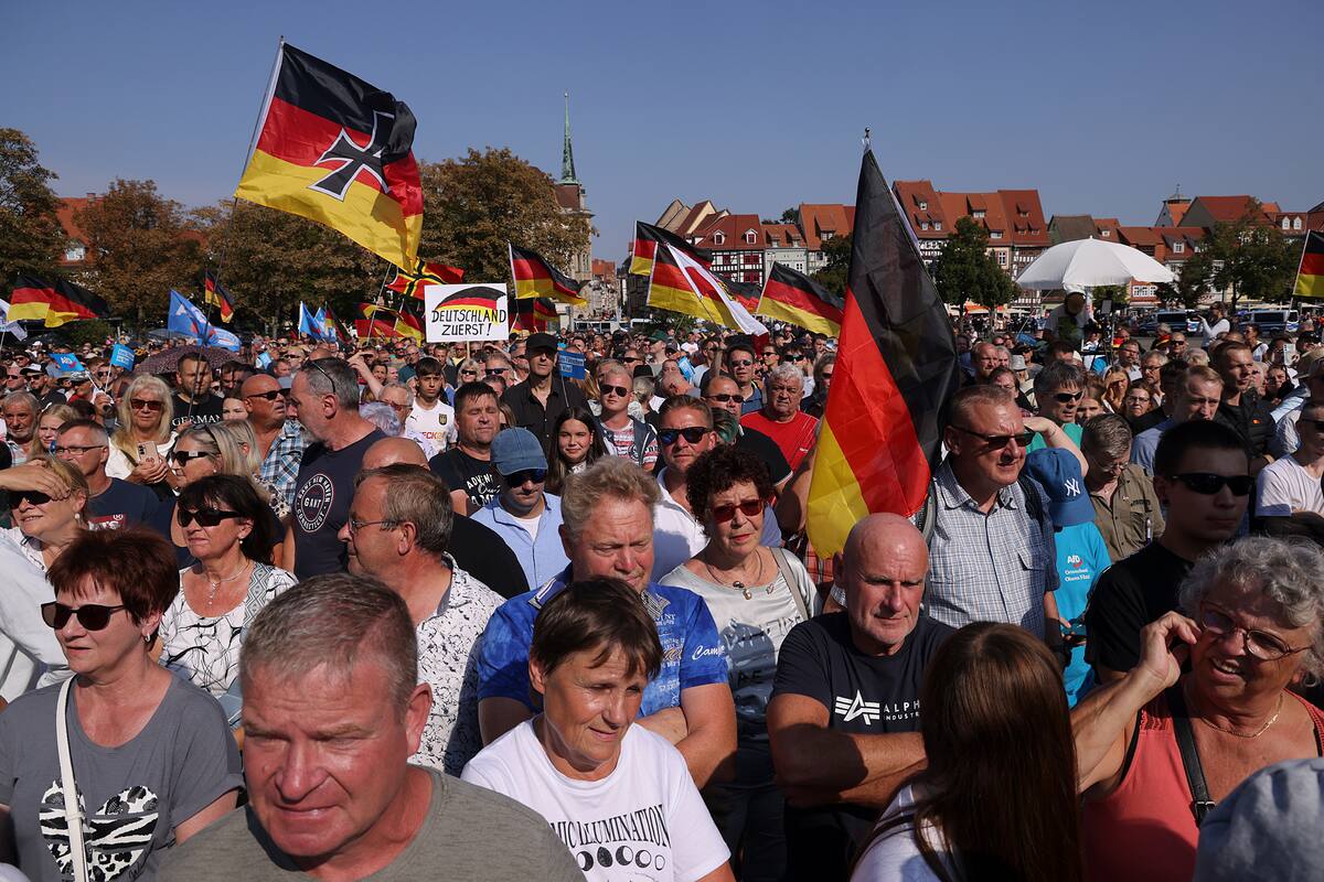 Partidarios del partido político de extrema derecha Alternativa para Alemania (AfD), en Turingia