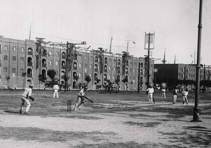 Partido de criquet en Puerto Madero. 1929.