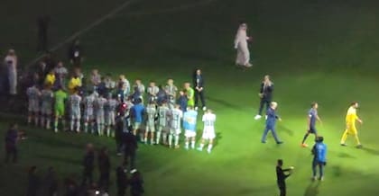 Pasillo de Argentina a Francia durante la ceremonia de premiación del Mundial 2022 en Qatar