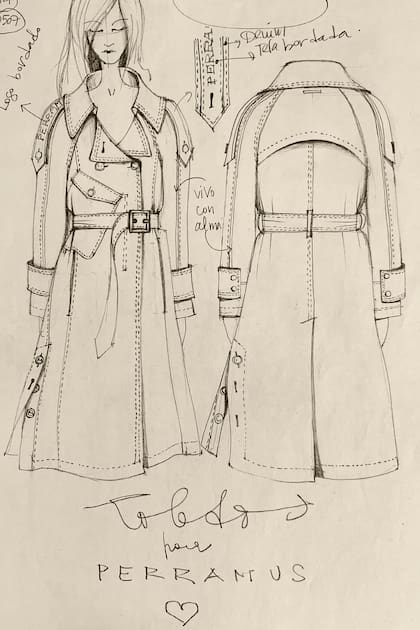 Paso a paso, el boceto de un trench diseñado por Toledo