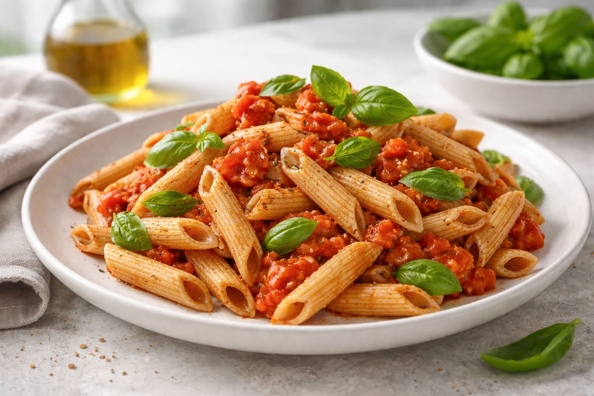 Pasta integral con salsa de tomate