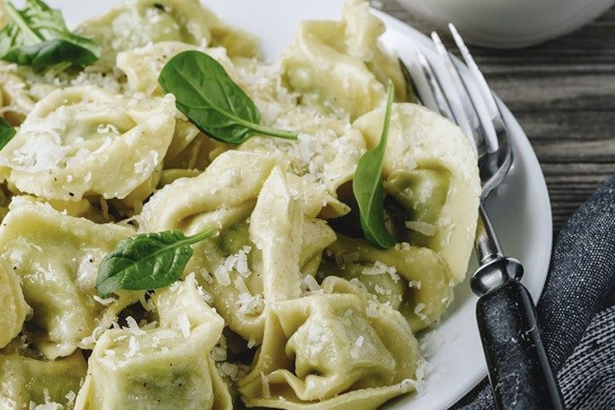 Pasta rellena con verduras.