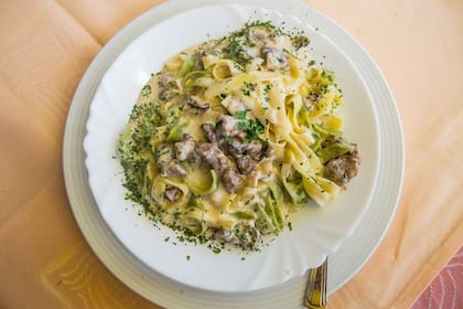 Pastas con pollo Alfredo.