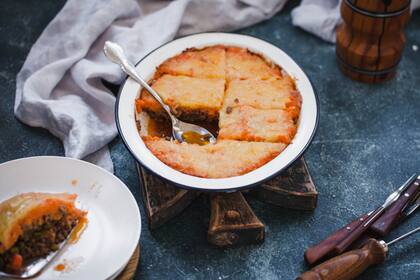 Pastel de zapallo relleno vegetariano.