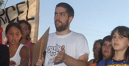 Pato Fontanet durante una marcha en febrero de 2005