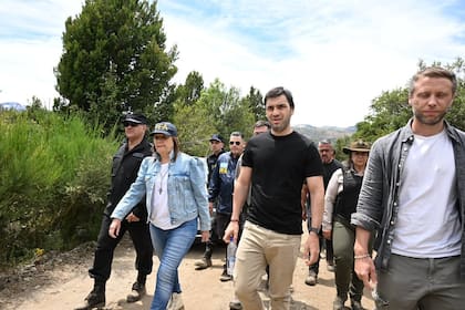 Patricia Bullrich, Ignacio Torres y Torres Larsen, este jueves en Los Alerces