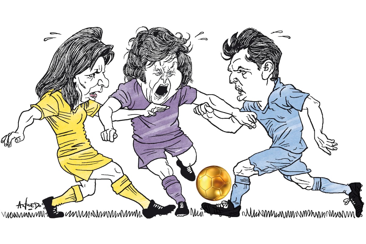 Patricia Bullrich, Javier Milei y Sergio Massa