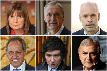 Patricia Bullrich, Juan Schiaretti, Horacio Rodríguez Larreta, Daniel Scioli, Javier Milei y Gerardo Morales, algunos de los que confirmaron o expresaron su intención de ser precandidatos a presidente