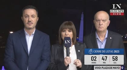 Patricia Bullrich junto a Néstor Grindetti y Luis Petri en LN+
