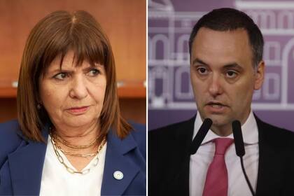 Patricia Bullrich, ministra de Seguridad, y Manuel Adorni, vocero presidencial
