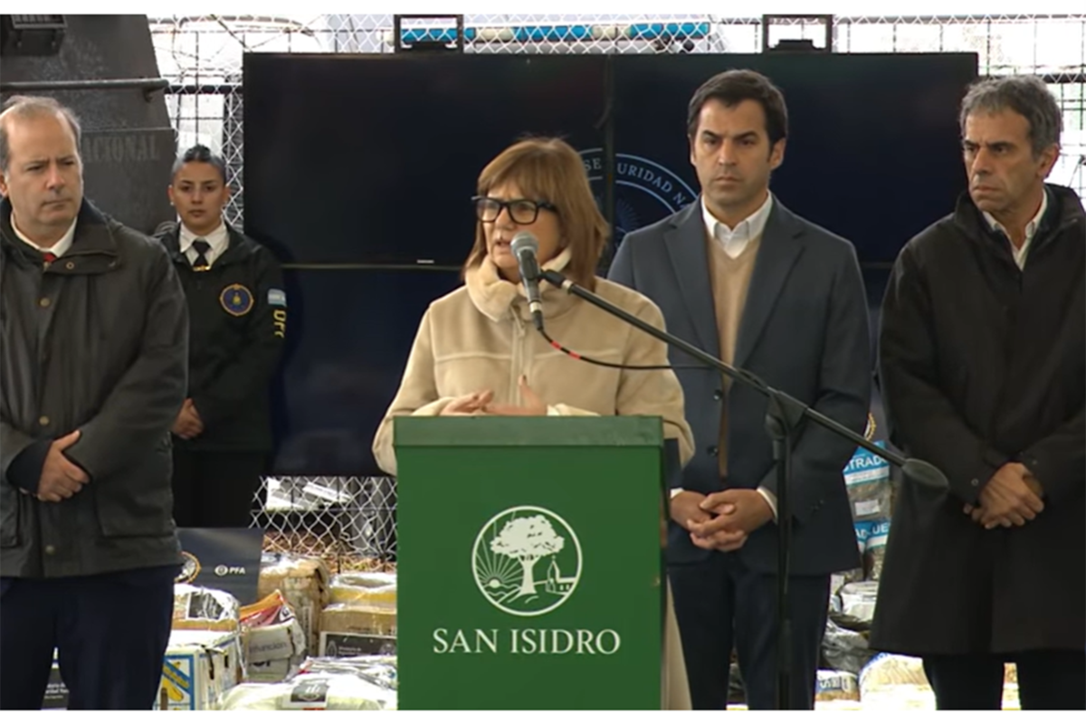 Patricia Bullrich presentó en San Isidro las estadísticas sobre decomiso de drogas en el primera mitad del 2025
