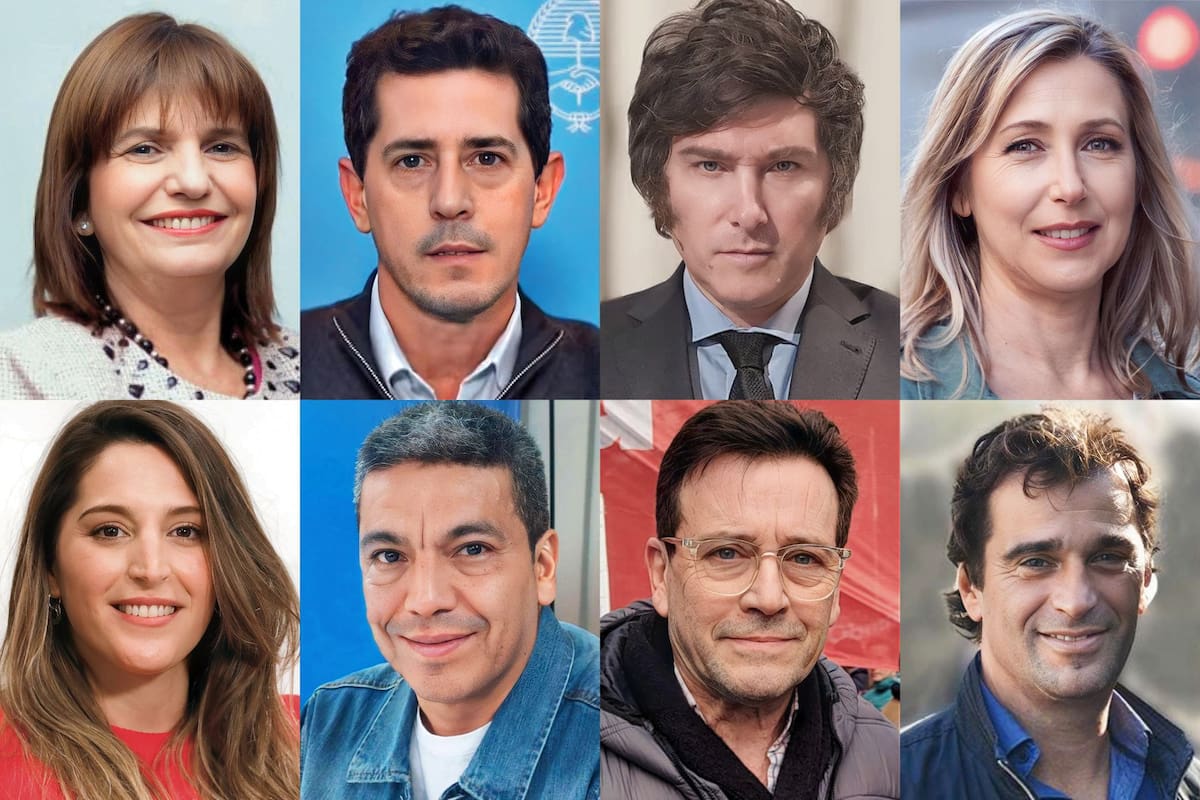 Patricia Bullrich, Wado de Pedro, javier Milei, Myriam Bregman, Manuela Castañeira, Jesús Escobar, Marcelo Ramal y Gabriel Solano