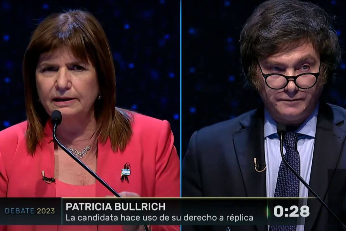 Patricia Bullrich y Javier Milei tuvieron un cruce en el segundo debate presidencial
