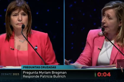 Patricia Bullrich y Myriam Bregman en el segundo debate presidencial en la Facultad de Derecho