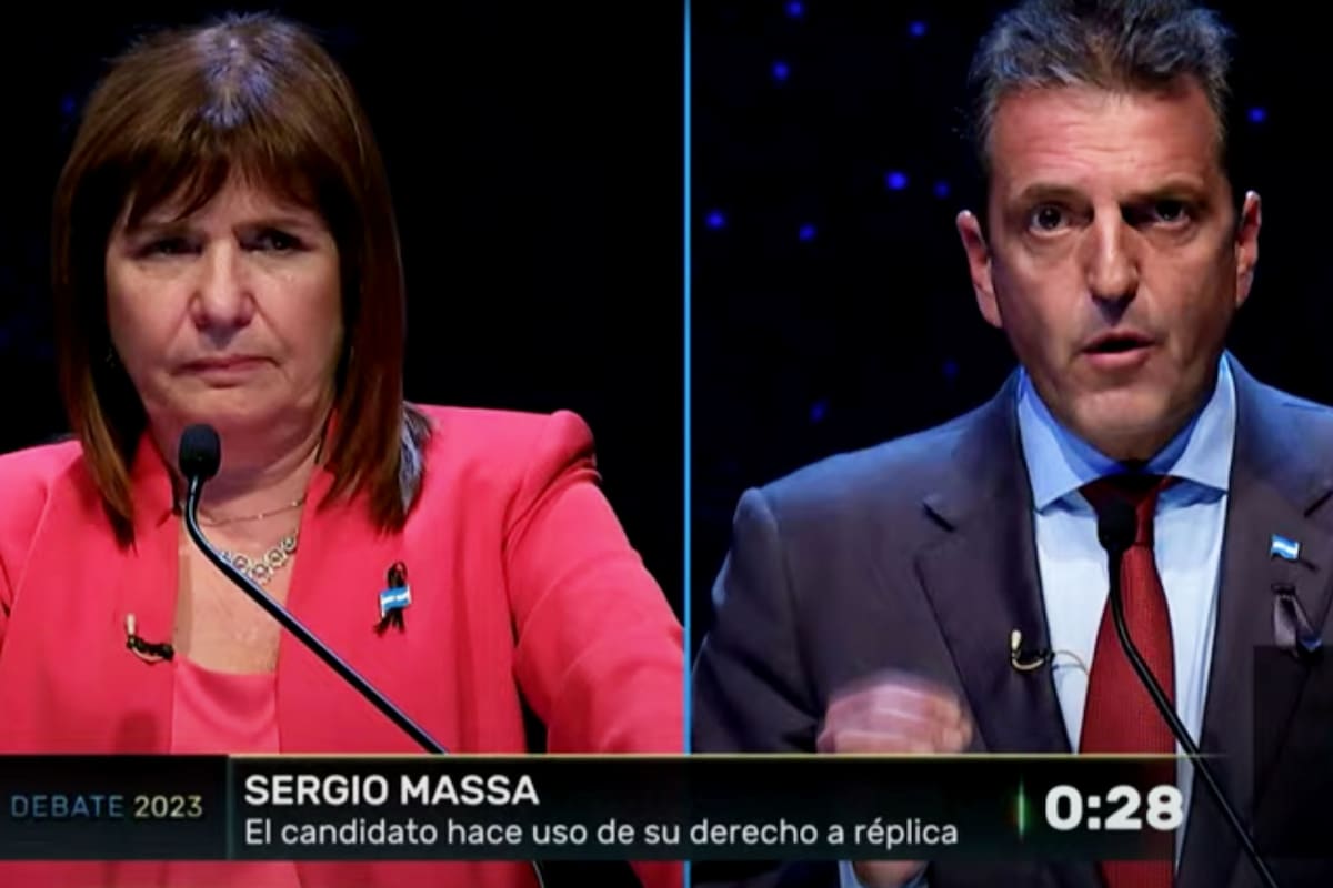Patricia Bullrich y Serio Massa en el segundo debate presidencial