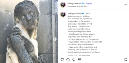 Patti Smith ofreció sus "más sinceras disculpas, de todo corazón" por sus dichos tras la final del Mundial