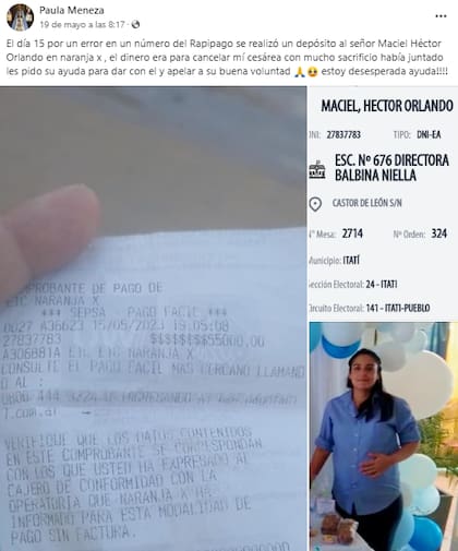 Paula acudió a las redes sociales para tratar de contactar a Maciel