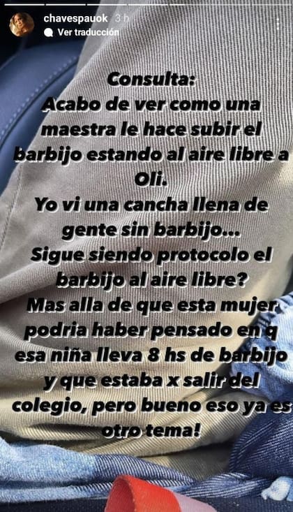 Paula Chaves se mostró indignada contra una maestra