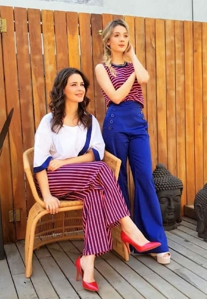 Paula Colombini junto a su hija Matilde en una producción de fotos de 2018