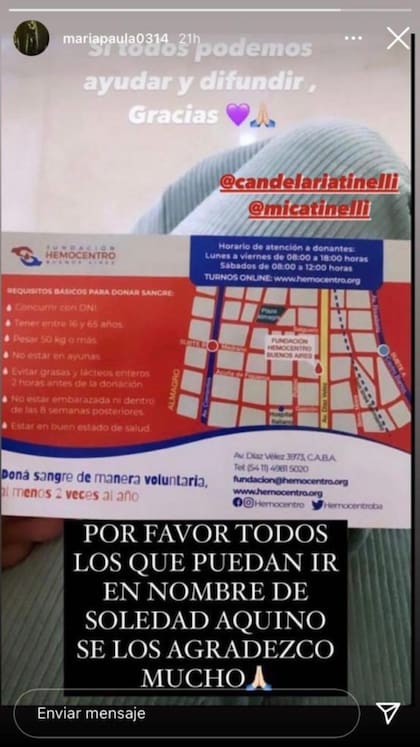 Paula Robles pidió por la salud de Soledad Aquino, que permanece internada luego del trasplante de hígado